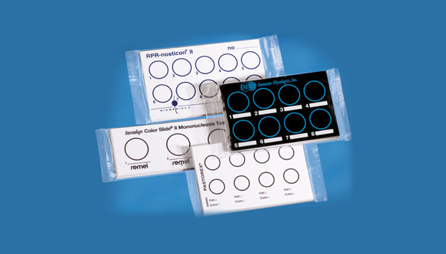 Latex agglutination test cards